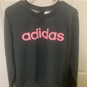Adidas women sweater gray with pink writing XL